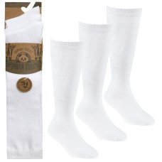 43B698: Girls 3 Pack White Bamboo Knee High Socks